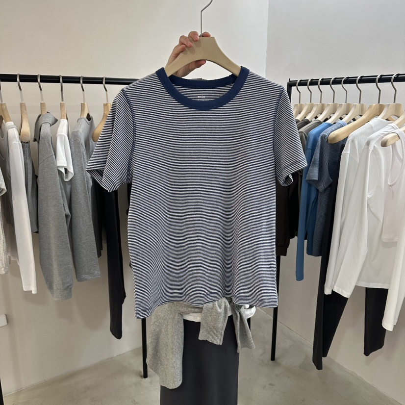 MYOS東大門代購女裝新款職業人氣26春夏休閑推薦熱賣T恤條紋MYOST恤圖色3