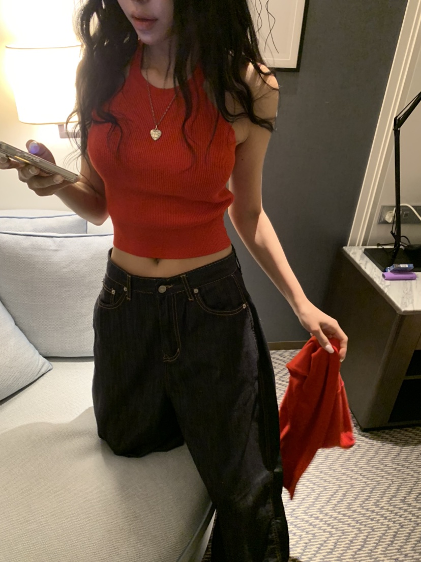 BADCALM東大門直郵女裝新款職業真品時尚牛仔褲不褪色口袋BADCALM牛仔褲