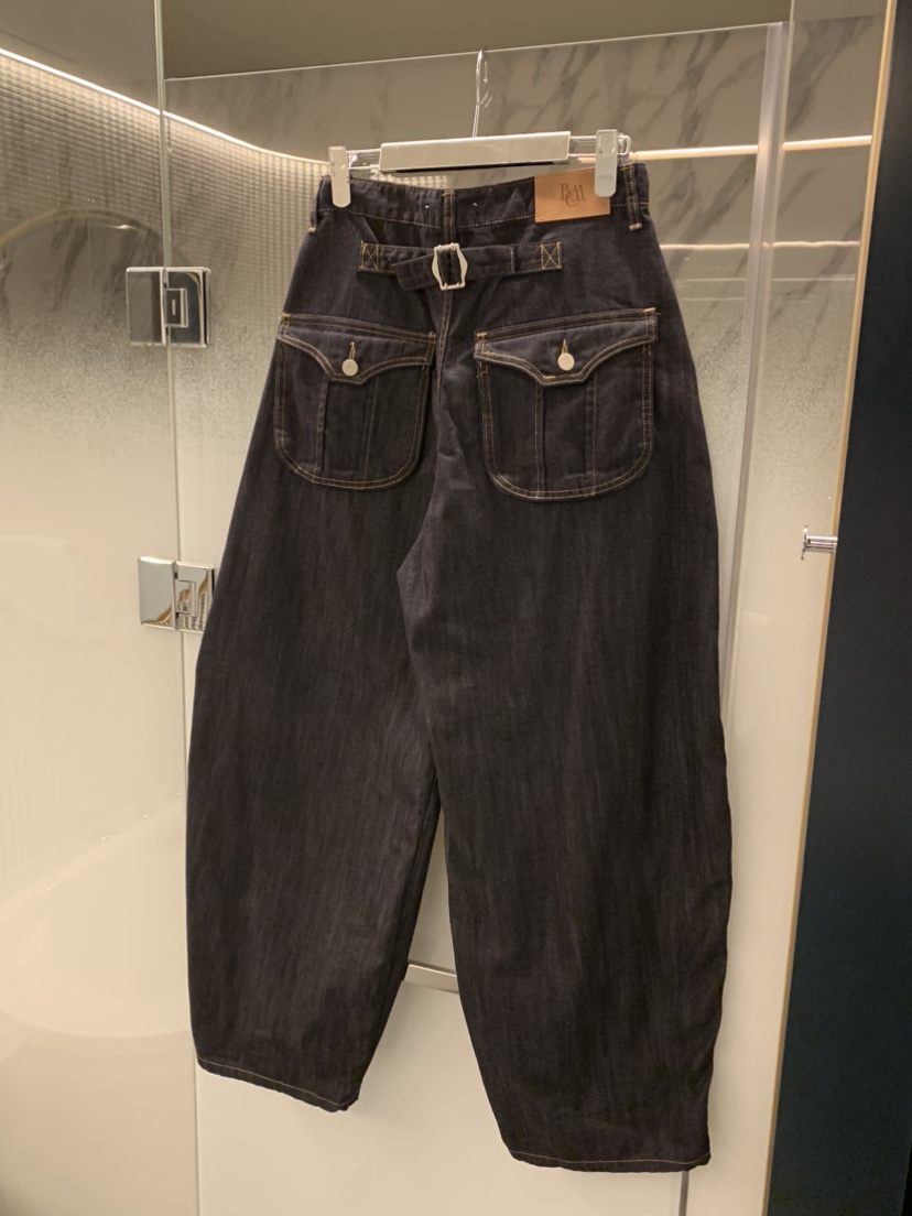 BADCALM東大門直郵女裝新款職業真品時尚牛仔褲不褪色口袋BADCALM牛仔褲