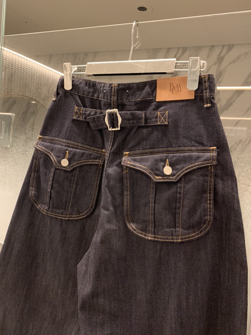 BADCALM東大門直郵女裝新款職業真品時尚牛仔褲不褪色口袋BADCALM牛仔褲