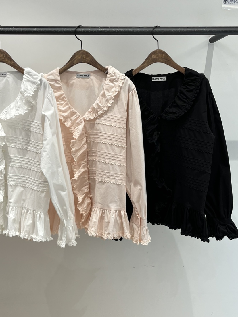LOVE PULL東大門直郵女裝新品時尚推薦26春夏襯衫蕾絲衫褶裥LOVE PULL襯衫/蕾絲衫