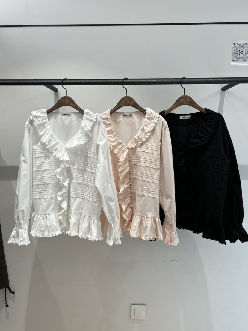 LOVE PULL東大門直郵女裝新品時尚推薦26春夏襯衫蕾絲衫褶裥LOVE PULL襯衫/蕾絲衫