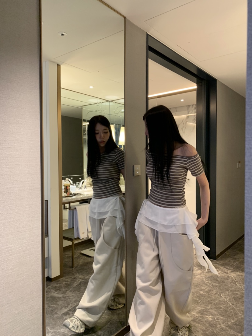 BADCALM韓國直郵女裝新品休閑熱賣人氣短裙不含褲子披肩雪紡BADCALM短裙