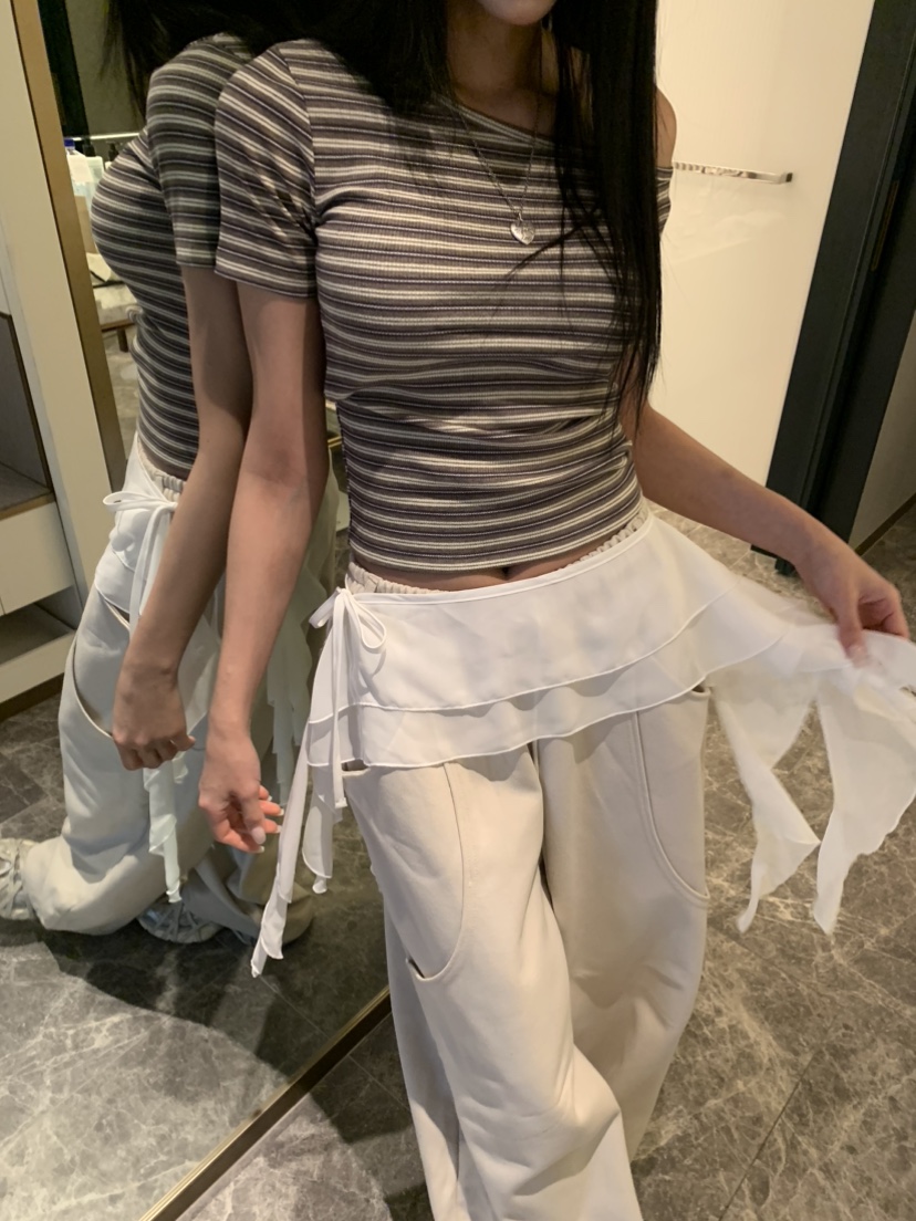 BADCALM韓國直郵女裝新品休閑熱賣人氣短裙不含褲子披肩雪紡BADCALM短裙