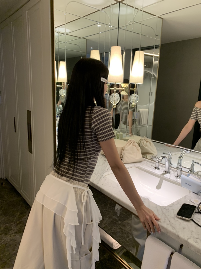 BADCALM韓國直郵女裝新品休閑熱賣人氣短裙不含褲子披肩雪紡BADCALM短裙