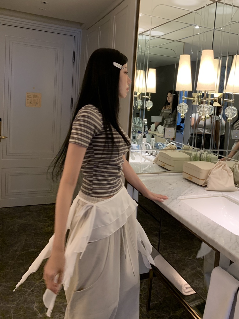 BADCALM韓國直郵女裝新品休閑熱賣人氣短裙不含褲子披肩雪紡BADCALM短裙