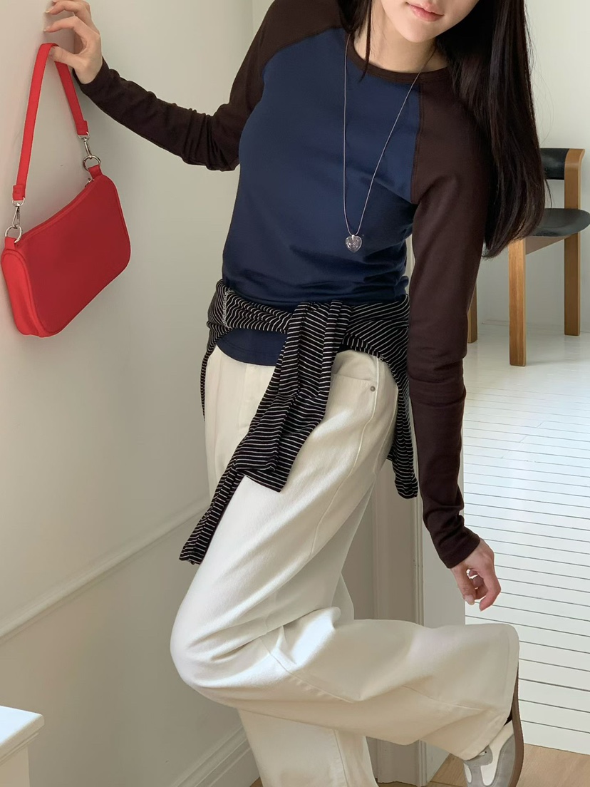 BINUS東大門代購女裝新款時尚休閑職業推薦人氣真品長袖T恤BINUS長袖T恤