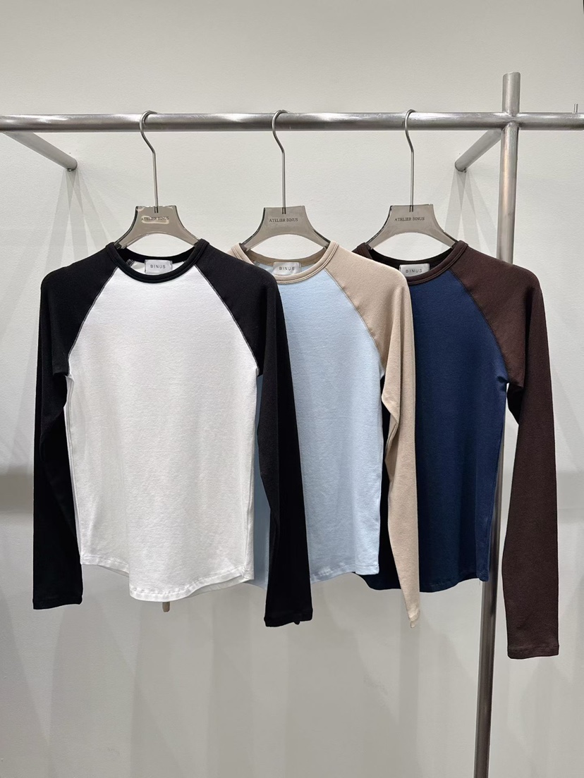 BINUS東大門代購女裝新款時尚休閑職業推薦人氣真品長袖T恤BINUS長袖T恤