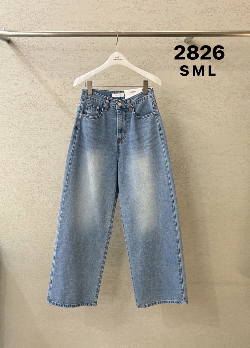 PLAYBUTTON-P韓國直郵女士新款人氣時尚26春夏職業牛仔褲PLAYBUTTON牛仔褲圖色1