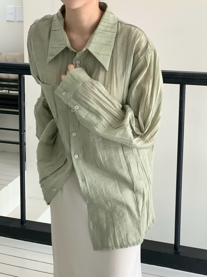 BINUS東大門代購女士新款休閑時尚人氣推薦襯衫蕾絲衫褶皺BINUS襯衫/蕾絲衫