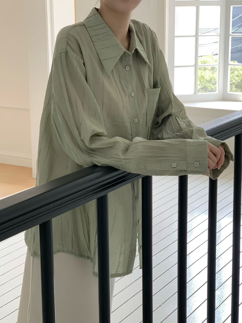 BINUS東大門代購女士新款休閑時尚人氣推薦襯衫蕾絲衫褶皺BINUS襯衫/蕾絲衫