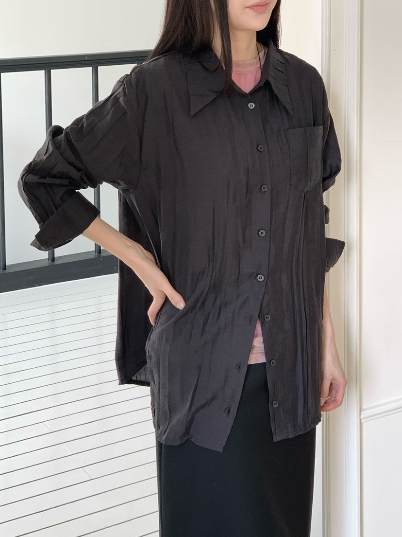 BINUS東大門代購女士新款休閑時尚人氣推薦襯衫蕾絲衫褶皺BINUS襯衫/蕾絲衫