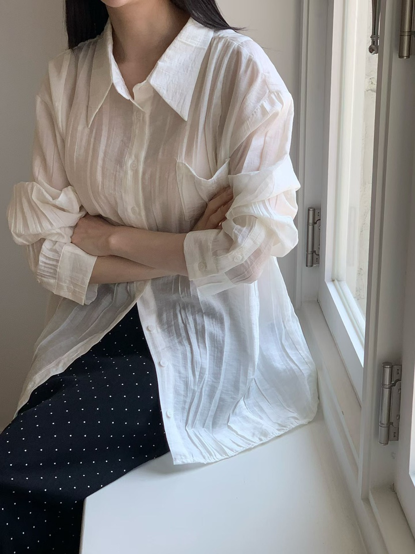 BINUS東大門代購女士新款休閑時尚人氣推薦襯衫蕾絲衫褶皺BINUS襯衫/蕾絲衫