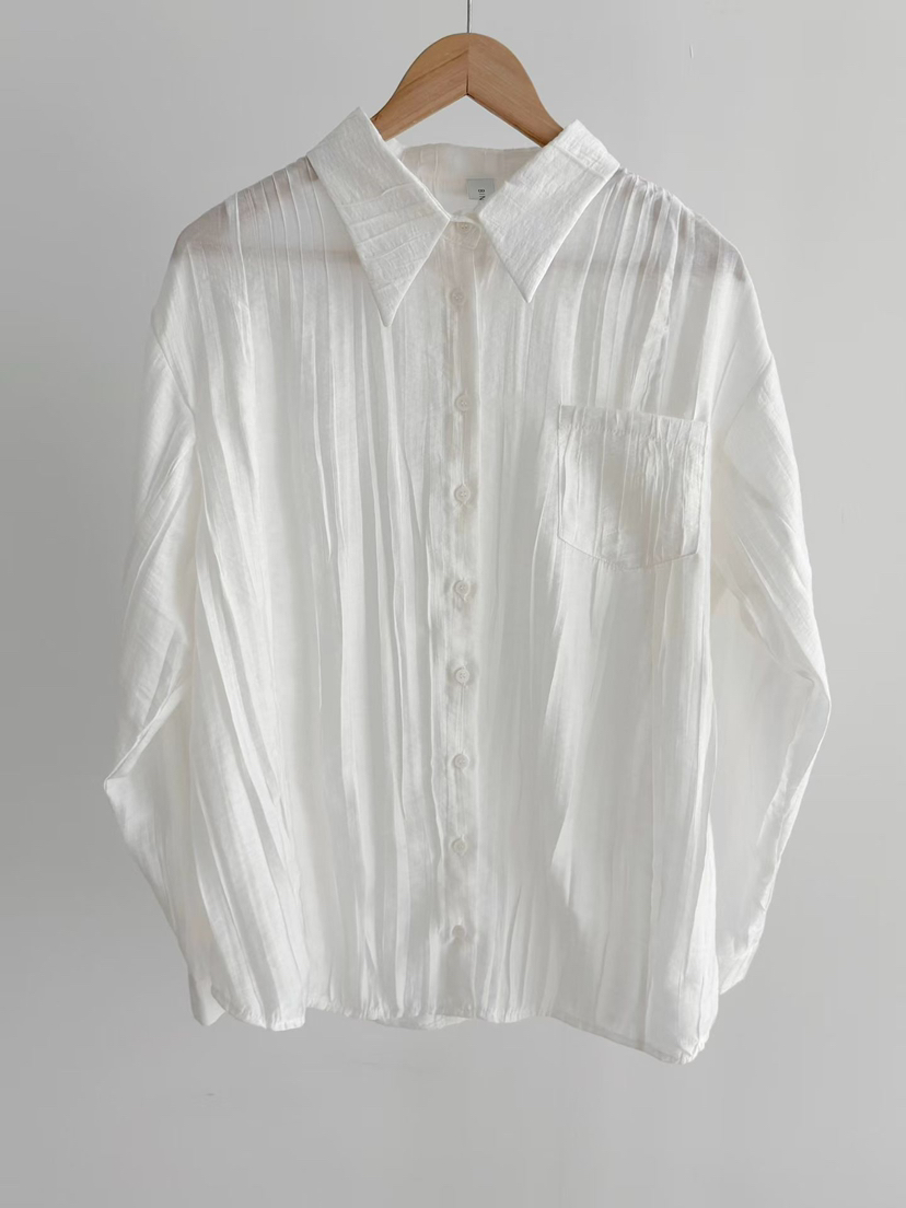 BINUS東大門代購女士新款休閑時尚人氣推薦襯衫蕾絲衫褶皺BINUS襯衫/蕾絲衫