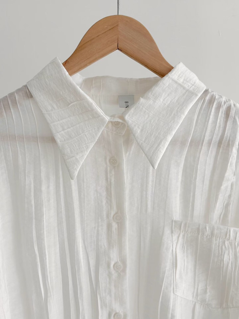 BINUS東大門代購女士新款休閑時尚人氣推薦襯衫蕾絲衫褶皺BINUS襯衫/蕾絲衫