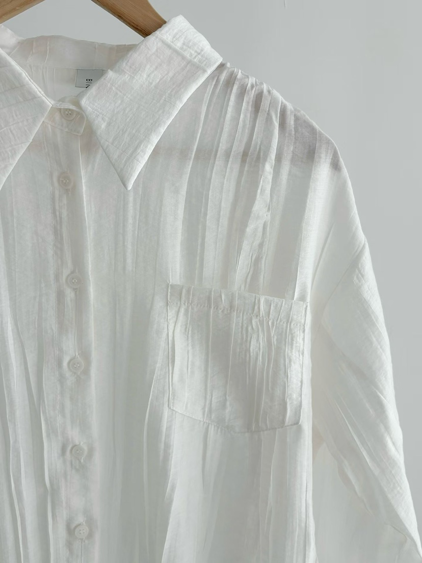 BINUS東大門代購女士新款休閑時尚人氣推薦襯衫蕾絲衫褶皺BINUS襯衫/蕾絲衫