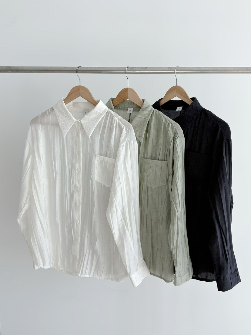 BINUS東大門代購女士新款休閑時尚人氣推薦襯衫蕾絲衫褶皺BINUS襯衫/蕾絲衫