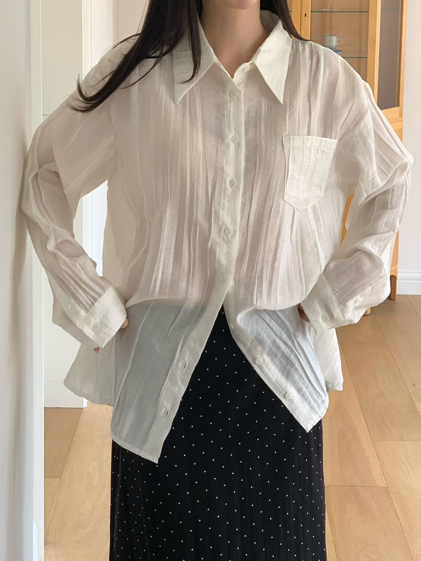 BINUS東大門代購女士新款休閑時尚人氣推薦襯衫蕾絲衫褶皺BINUS襯衫/蕾絲衫圖色2