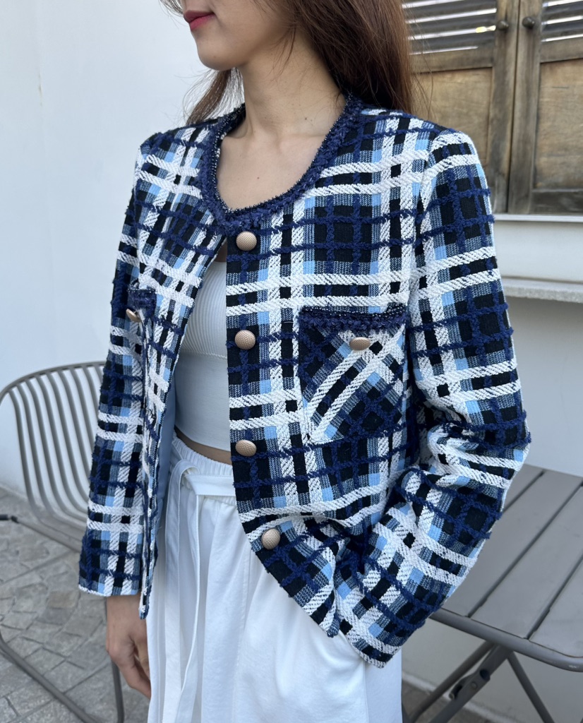 CLASSY-O東大門實拍女士新品職業推薦熱賣休閑夾克花呢格子CLASSY-O夾克