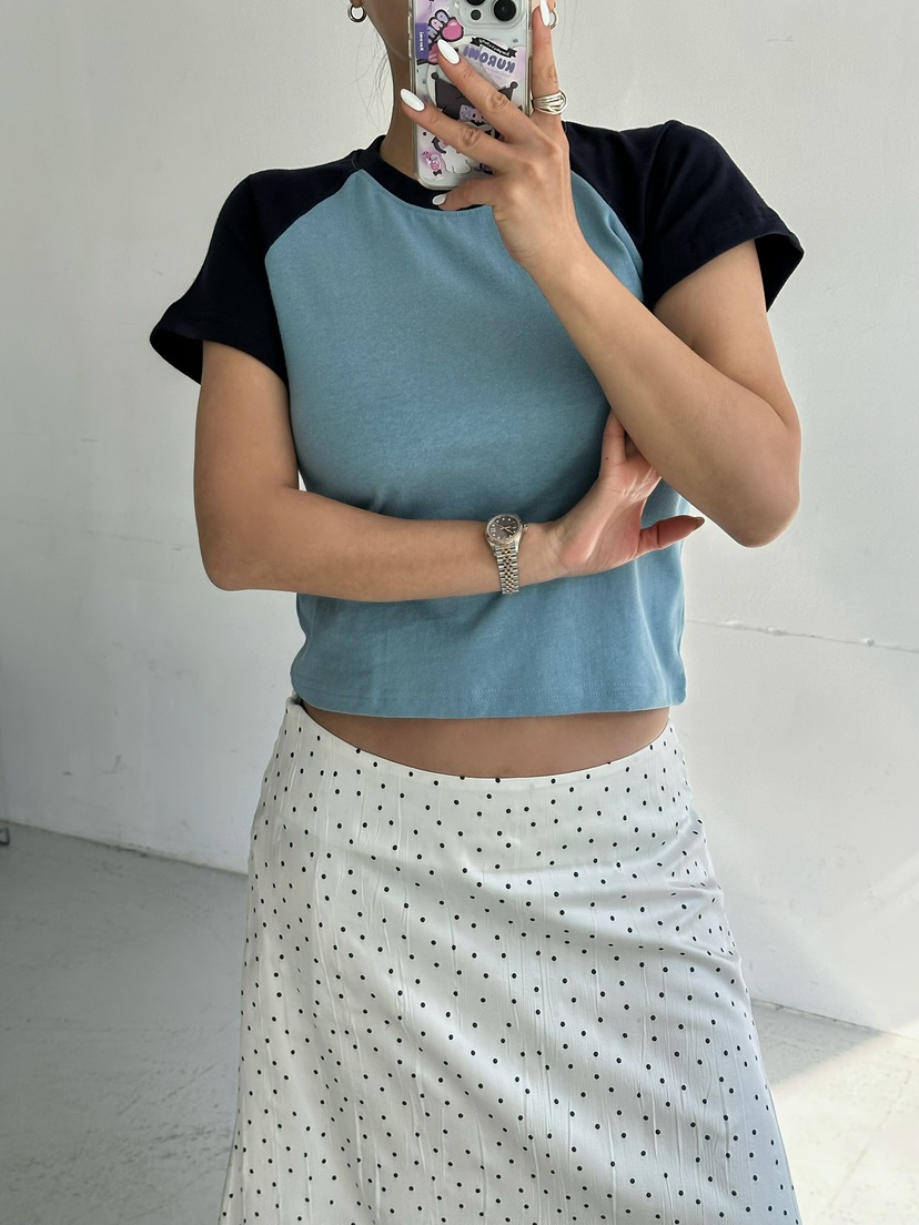 BYRING東大門直郵女士新款休閑26春夏職業時尚T恤插肩袖修身BYRINGT恤