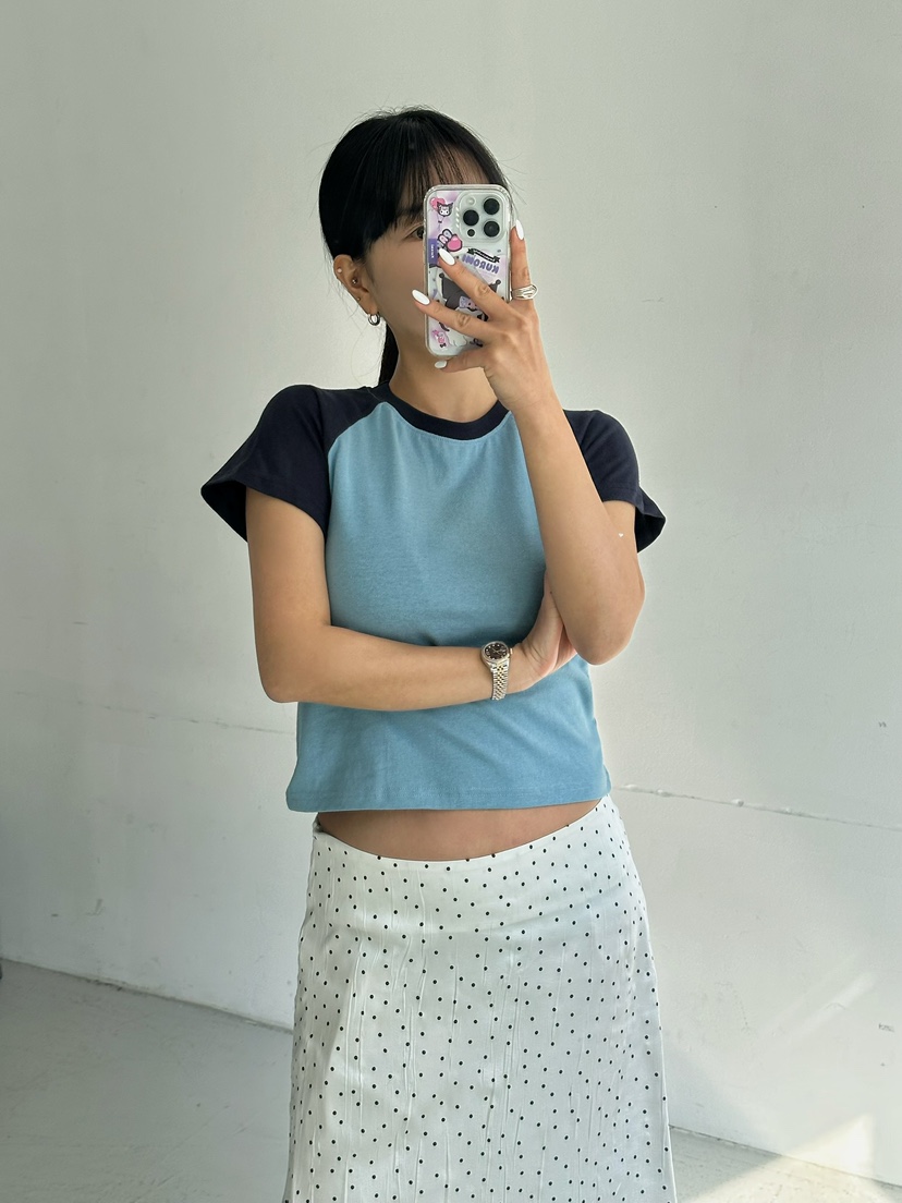 BYRING東大門直郵女士新款休閑26春夏職業時尚T恤插肩袖修身BYRINGT恤