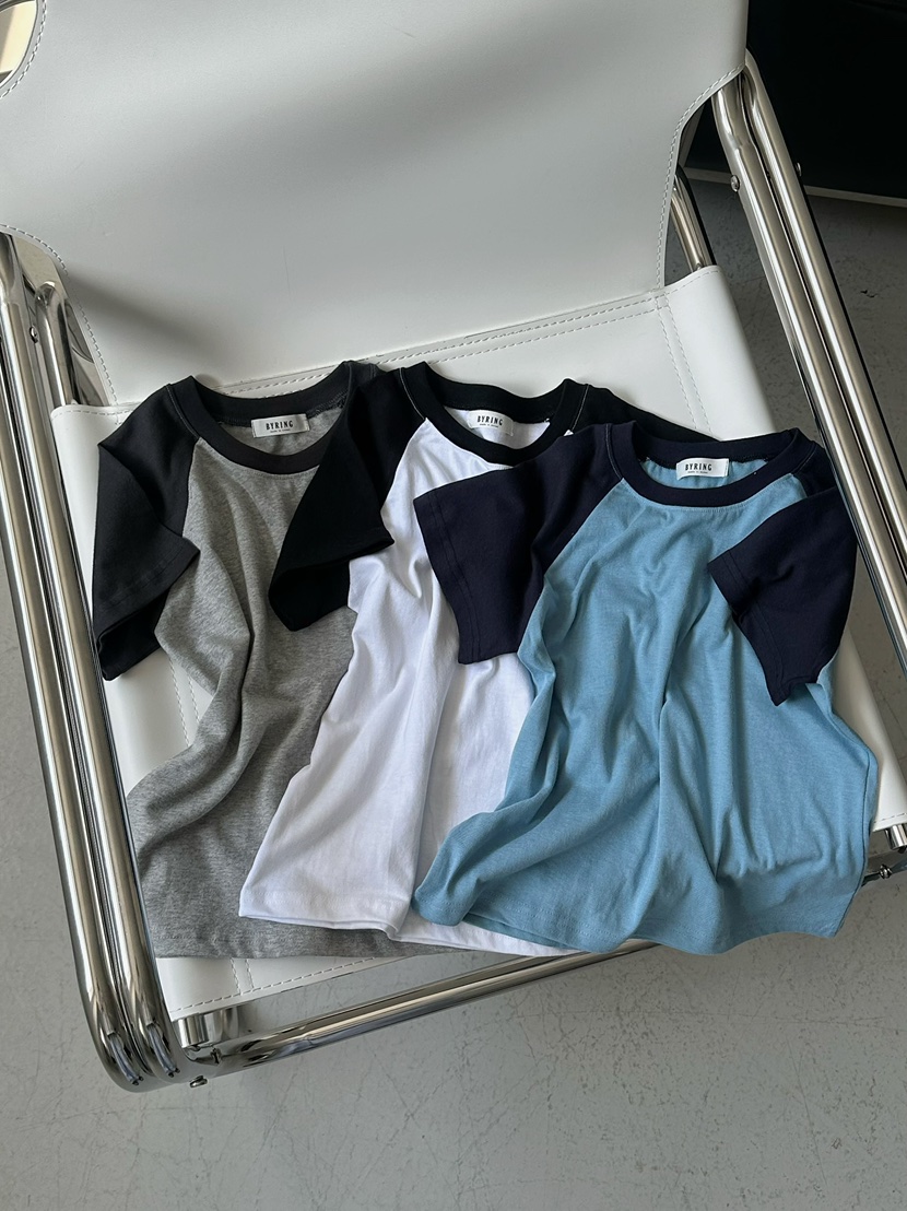 BYRING東大門直郵女士新款休閑26春夏職業時尚T恤插肩袖修身BYRINGT恤