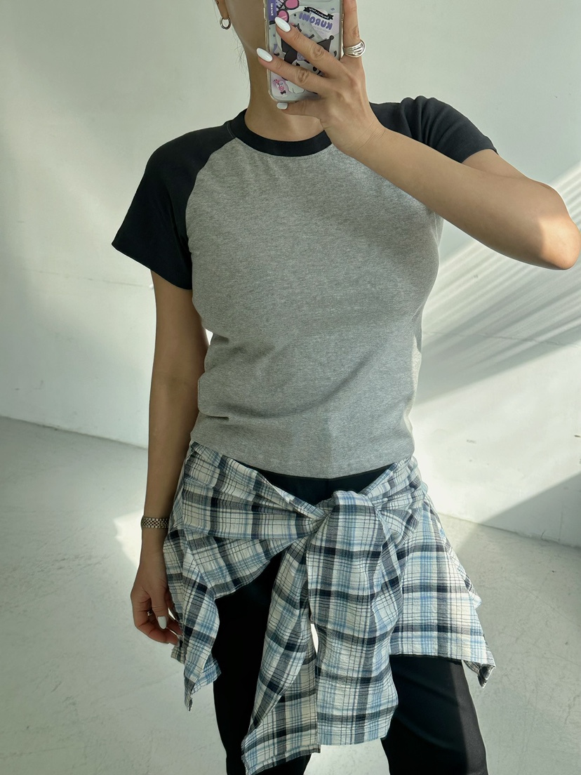 BYRING東大門直郵女士新款休閑26春夏職業時尚T恤插肩袖修身BYRINGT恤圖色3