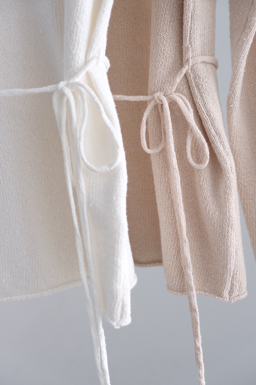 SORBET/FLAT WHITE韓國直郵女裝新款推薦針織衫含腰繩亞麻SORBET/FLAT WHITE針織衫