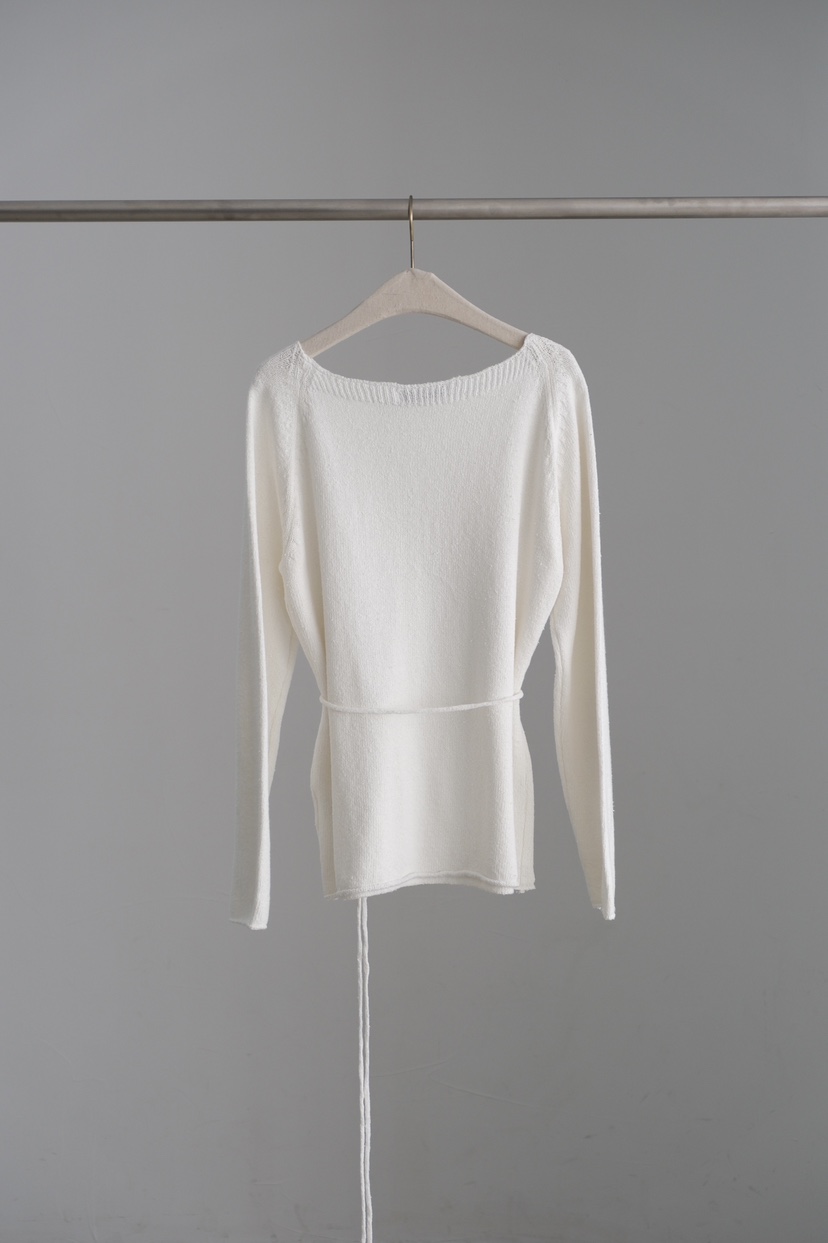 SORBET/FLAT WHITE韓國直郵女裝新款推薦針織衫含腰繩亞麻SORBET/FLAT WHITE針織衫