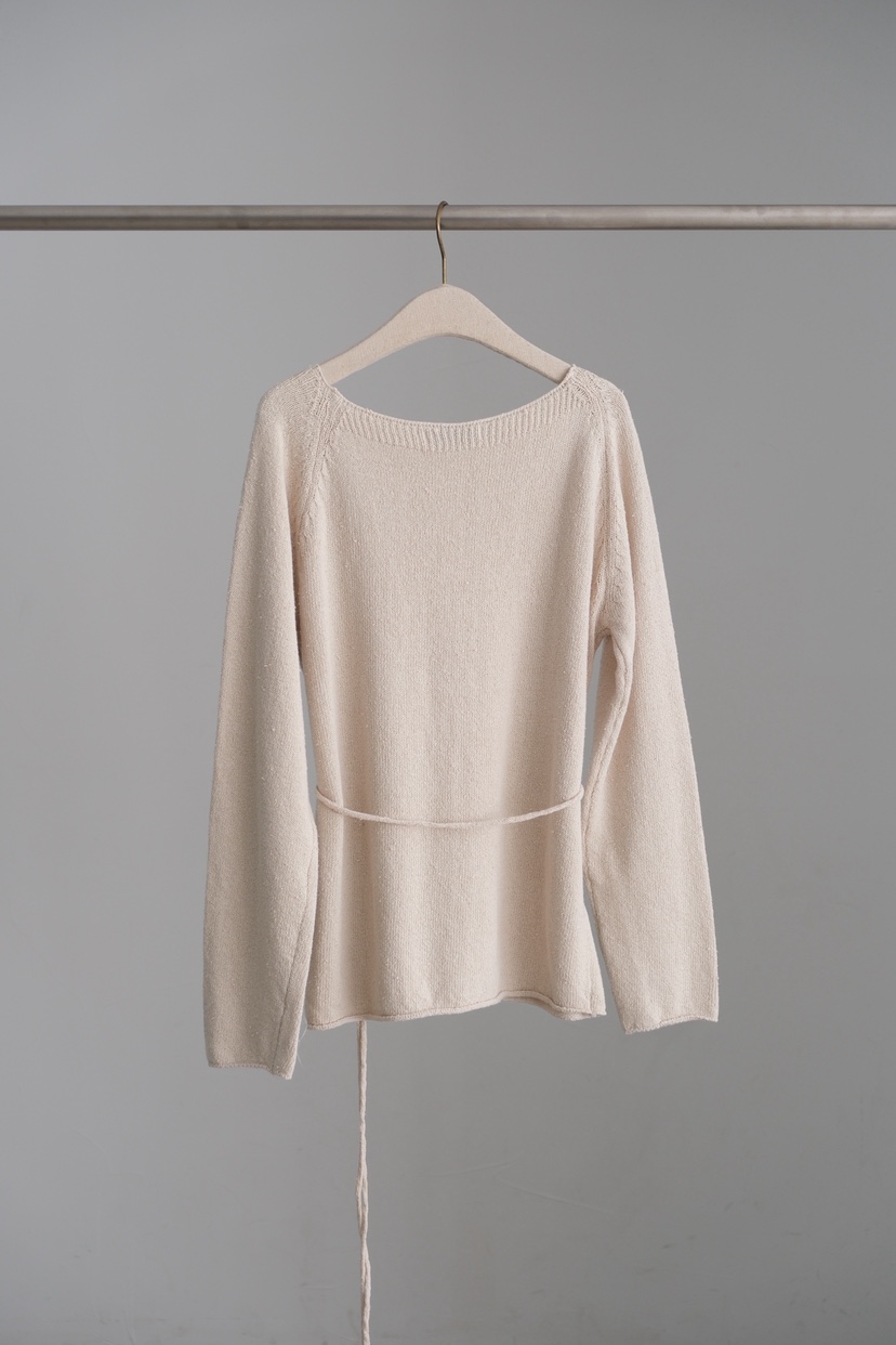 SORBET/FLAT WHITE韓國直郵女裝新款推薦針織衫含腰繩亞麻SORBET/FLAT WHITE針織衫