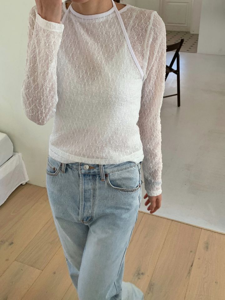 KOMOREBI東大門直郵女裝新品休閑熱賣時尚襯衫蕾絲衫蕾絲KOMOREBI襯衫/蕾絲衫