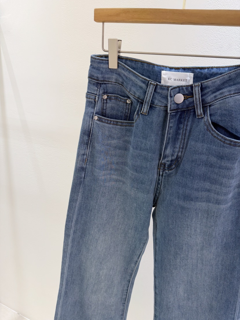 KC MARKET東大門代購女士新品熱賣推薦人氣休閑牛仔褲直筒KC MARKET牛仔褲