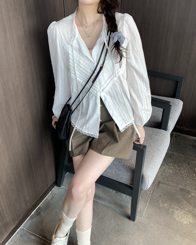 FRILL-T/DADA東大門代購女士新款真品時尚休閑襯衫蕾絲衫FRILL-T/DADA襯衫/蕾絲衫