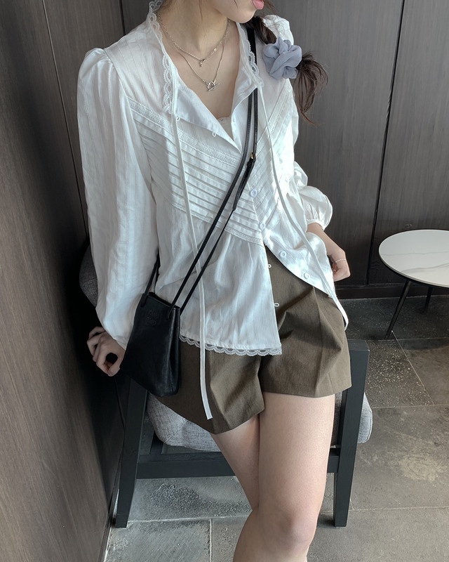 FRILL-T/DADA東大門代購女士新款真品時尚休閑襯衫蕾絲衫FRILL-T/DADA襯衫/蕾絲衫