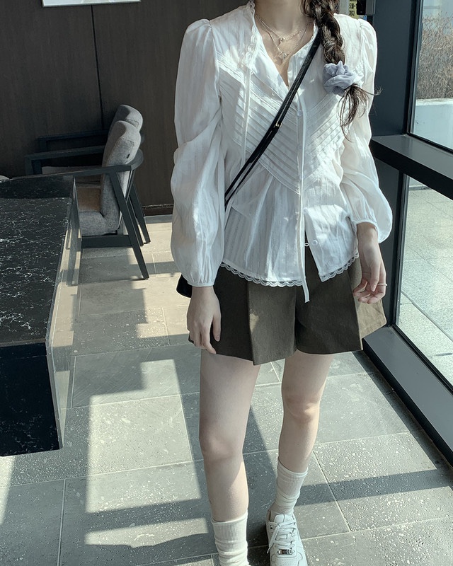 FRILL-T/DADA東大門代購女士新款真品時尚休閑襯衫蕾絲衫FRILL-T/DADA襯衫/蕾絲衫