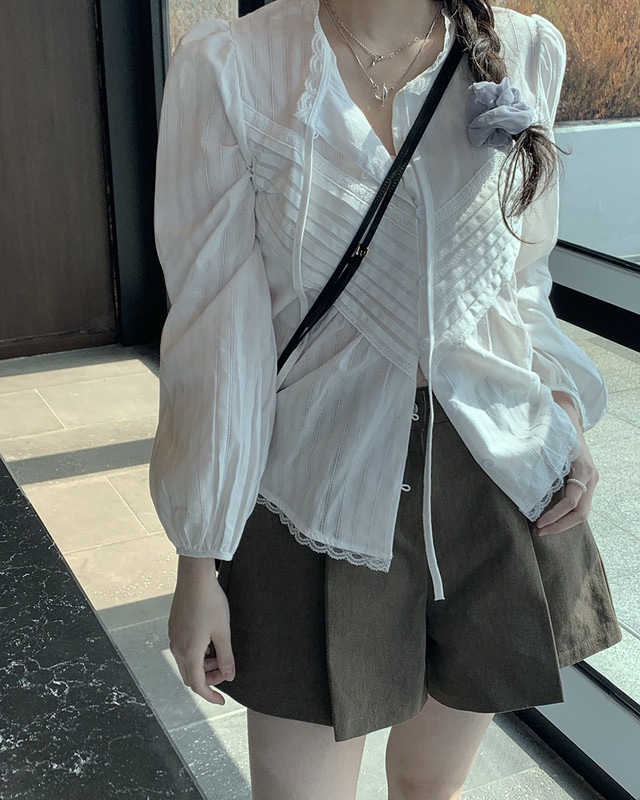 FRILL-T/DADA東大門代購女士新款真品時尚休閑襯衫蕾絲衫FRILL-T/DADA襯衫/蕾絲衫圖色1