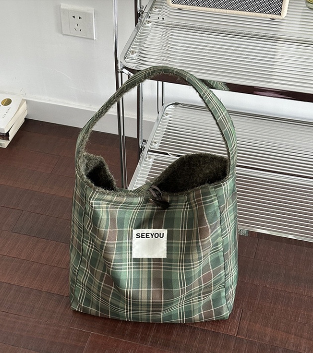 POSH BLUE東大門實拍女裝新款時尚單肩斜跨包格子棉質雙面POSH BLUE單肩/斜跨包圖色1