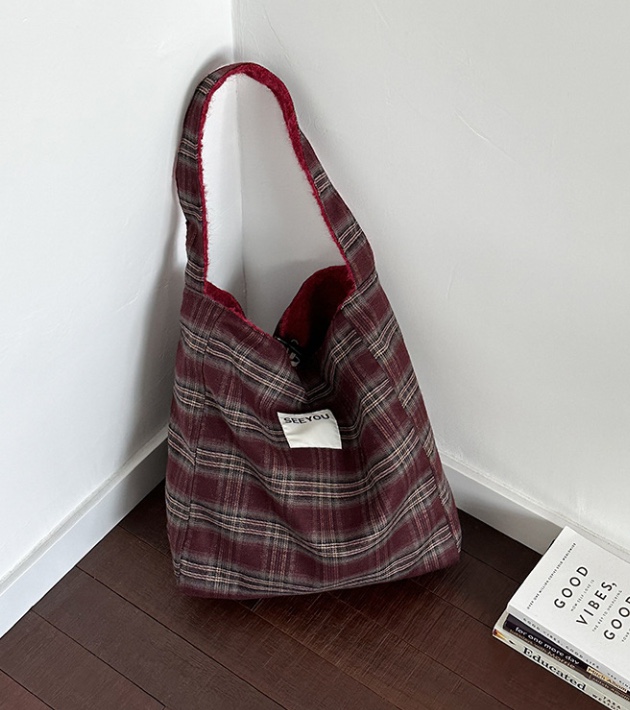 POSH BLUE東大門實拍女裝新款時尚單肩斜跨包格子棉質雙面POSH BLUE單肩/斜跨包圖色2