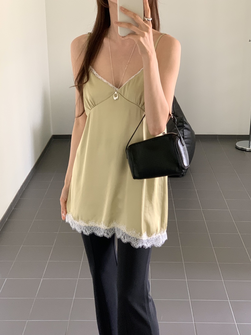 FRILL-T/DADA韓國直郵女士新品熱賣休閑連衣裙蕾絲緞面FRILL-T/DADA連衣裙