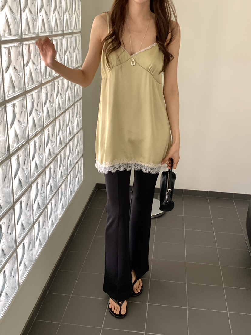 FRILL-T/DADA韓國直郵女士新品熱賣休閑連衣裙蕾絲緞面FRILL-T/DADA連衣裙