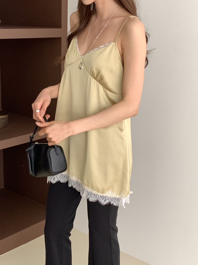 FRILL-T/DADA韓國直郵女士新品熱賣休閑連衣裙蕾絲緞面FRILL-T/DADA連衣裙