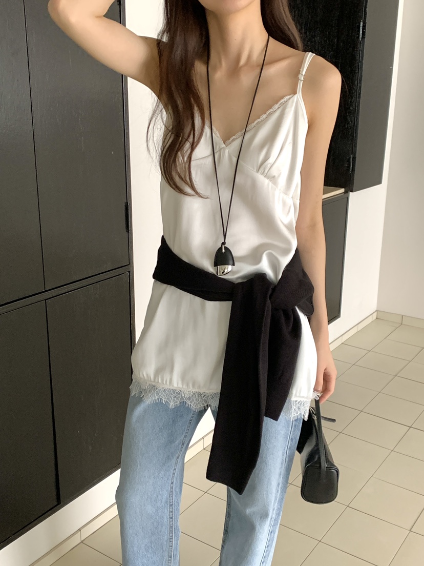 FRILL-T/DADA韓國直郵女士新品熱賣休閑連衣裙蕾絲緞面FRILL-T/DADA連衣裙