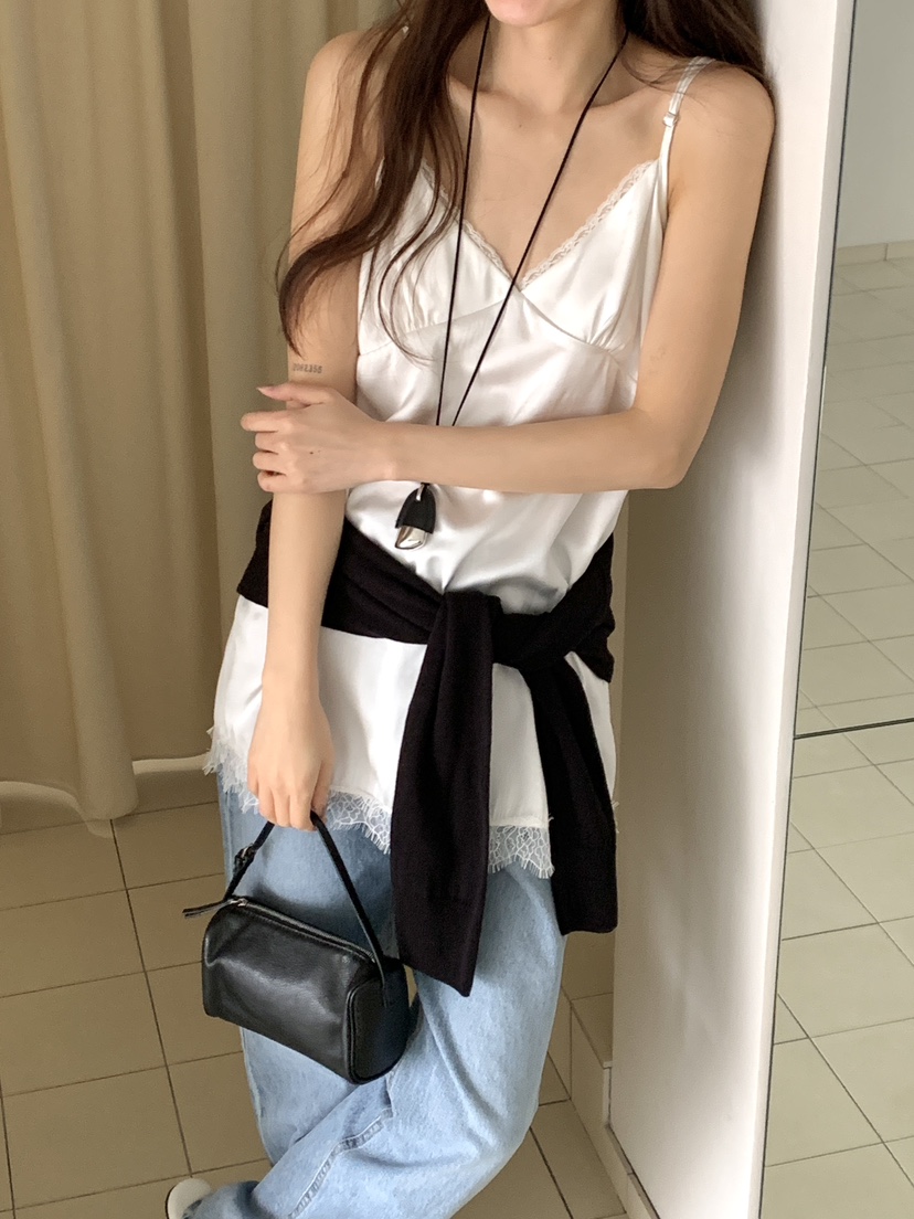 FRILL-T/DADA韓國直郵女士新品熱賣休閑連衣裙蕾絲緞面FRILL-T/DADA連衣裙