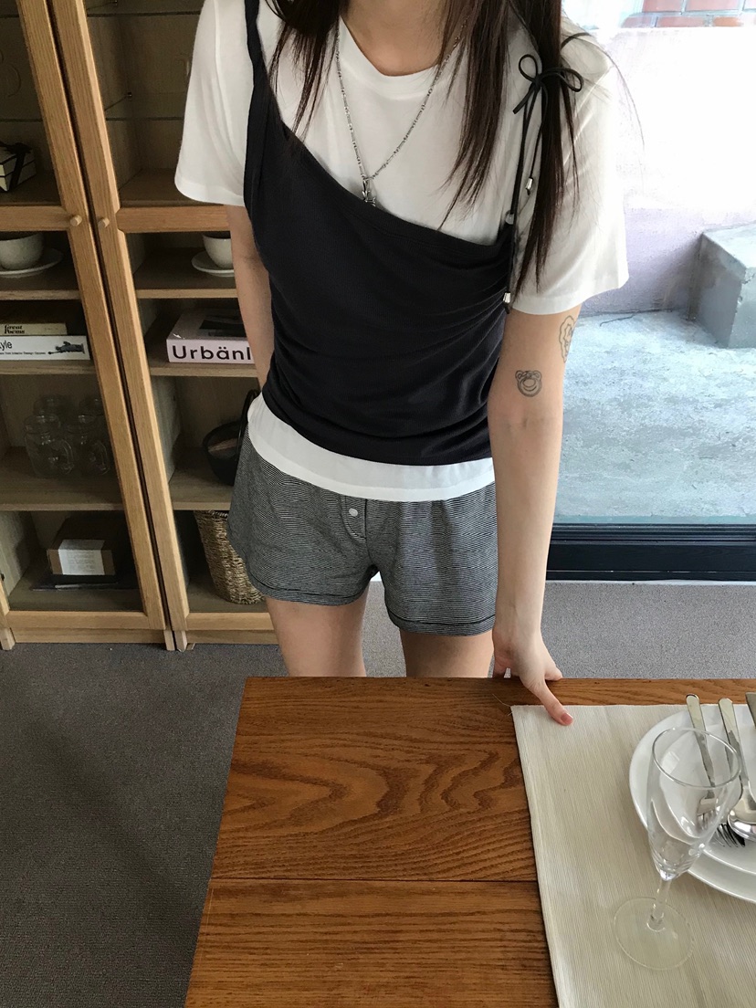 ESCHER韓國代購女士新款熱賣人氣吊帶背心不含內搭不對稱ESCHER吊帶/背心