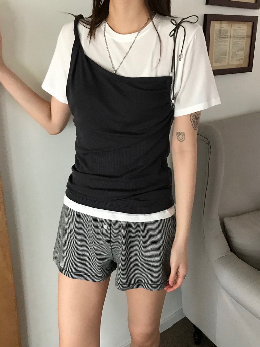 ESCHER韓國代購女士新款熱賣人氣吊帶背心不含內搭不對稱ESCHER吊帶/背心