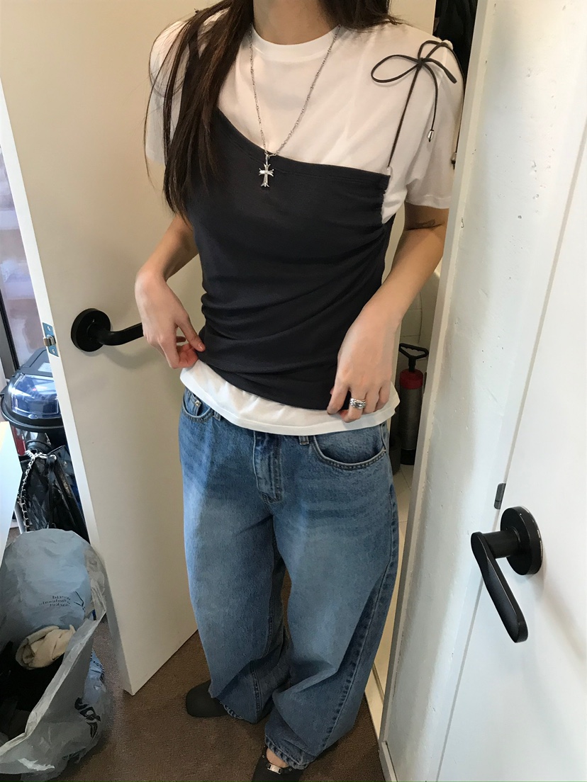 ESCHER韓國代購女士新款熱賣人氣吊帶背心不含內搭不對稱ESCHER吊帶/背心