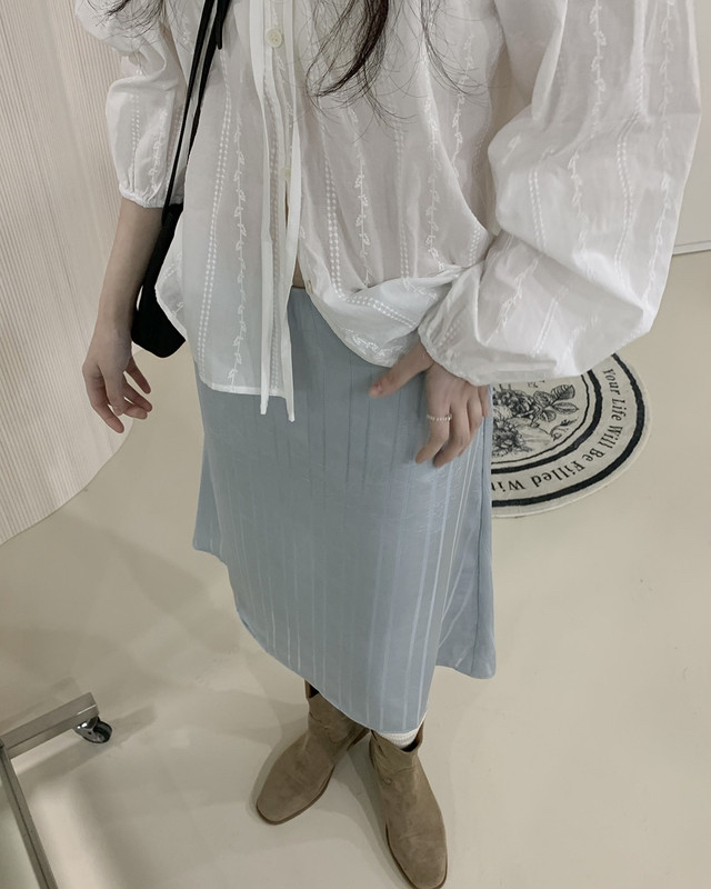 FRILL-T/DADA韓國直郵女士新品熱賣時尚半身裙中短裙緞面FRILL-T/DADA半身裙/中短裙