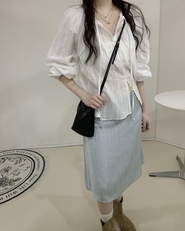 FRILL-T/DADA韓國直郵女士新品熱賣時尚半身裙中短裙緞面FRILL-T/DADA半身裙/中短裙