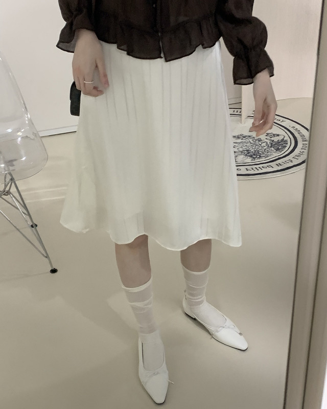 FRILL-T/DADA韓國直郵女士新品熱賣時尚半身裙中短裙緞面FRILL-T/DADA半身裙/中短裙圖色1