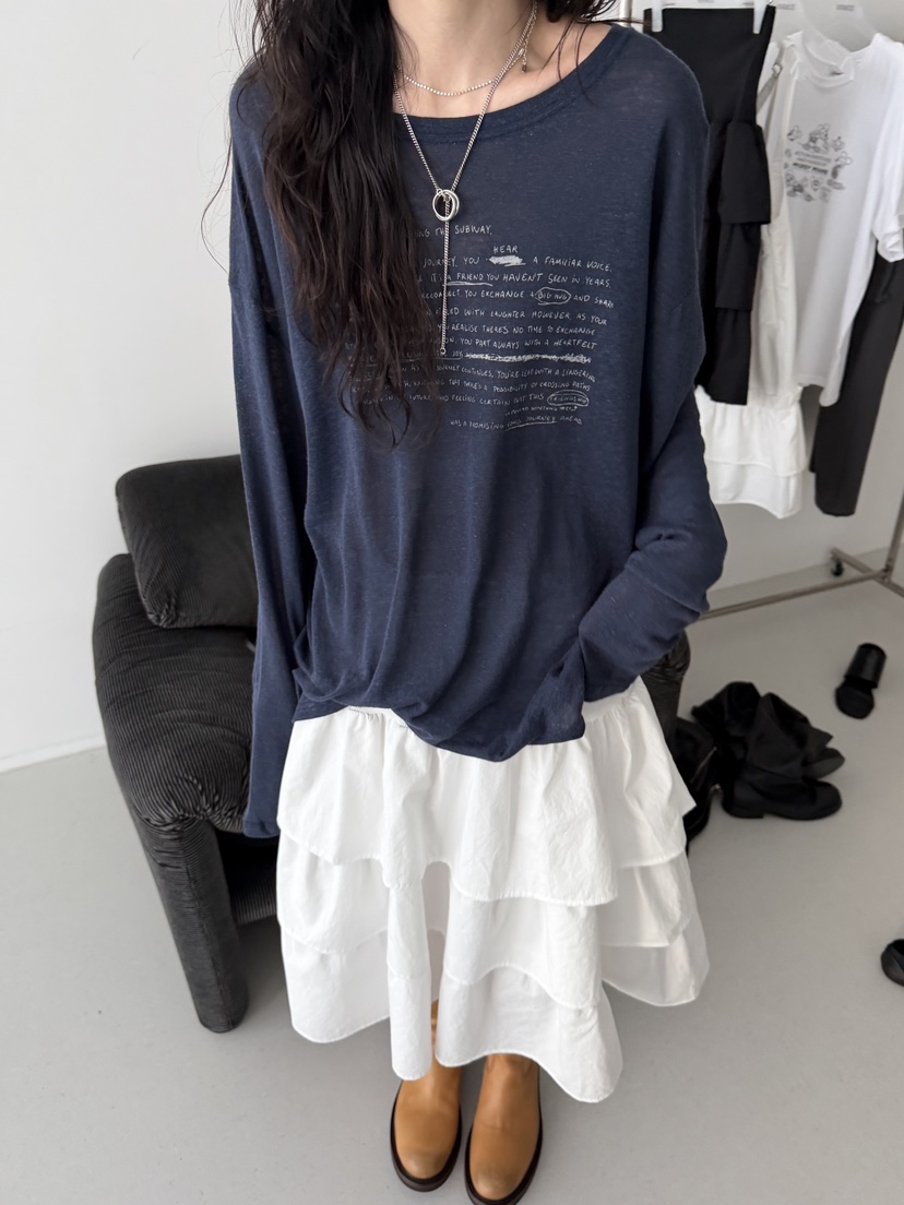 MINIMUZE東大門直郵女士新款休閑職業人氣推薦長袖T恤亞麻MINIMUZE長袖T恤